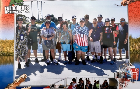 The travelers and staff at the Everglades Airboat tour in Hoiliday Park