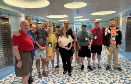 Carnival crew give travelers a tour of the ship.