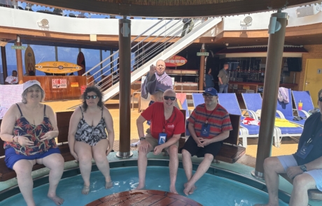 Travelers on Carnival Horizon ship at the pool side