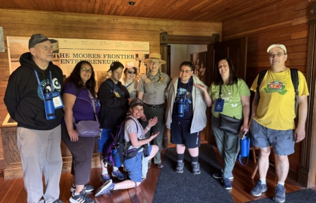 IMG_6674 Travelers with Ranger Kim at the Moore's Homestead.