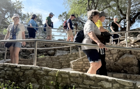 Travelers walking down to the Nature bridge Caverns