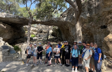 The travelers and staff at the Nature Bridge Caverns.